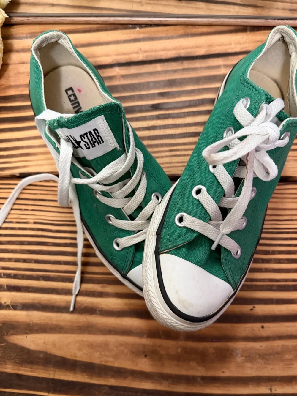 Converse Green Low Top Canvas Sneakers with White Trim